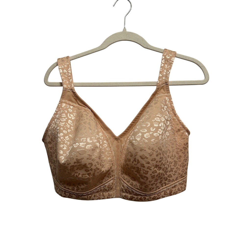 Deyllo Womens Minimizer Bra 40H Wirefree Full Coverage Leopard Pink Nude NWT